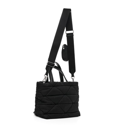 Prada Re-Nylon Nappa Triangle Quilted Padded Double Handled Zip Pocket Tote Black 2 of 8