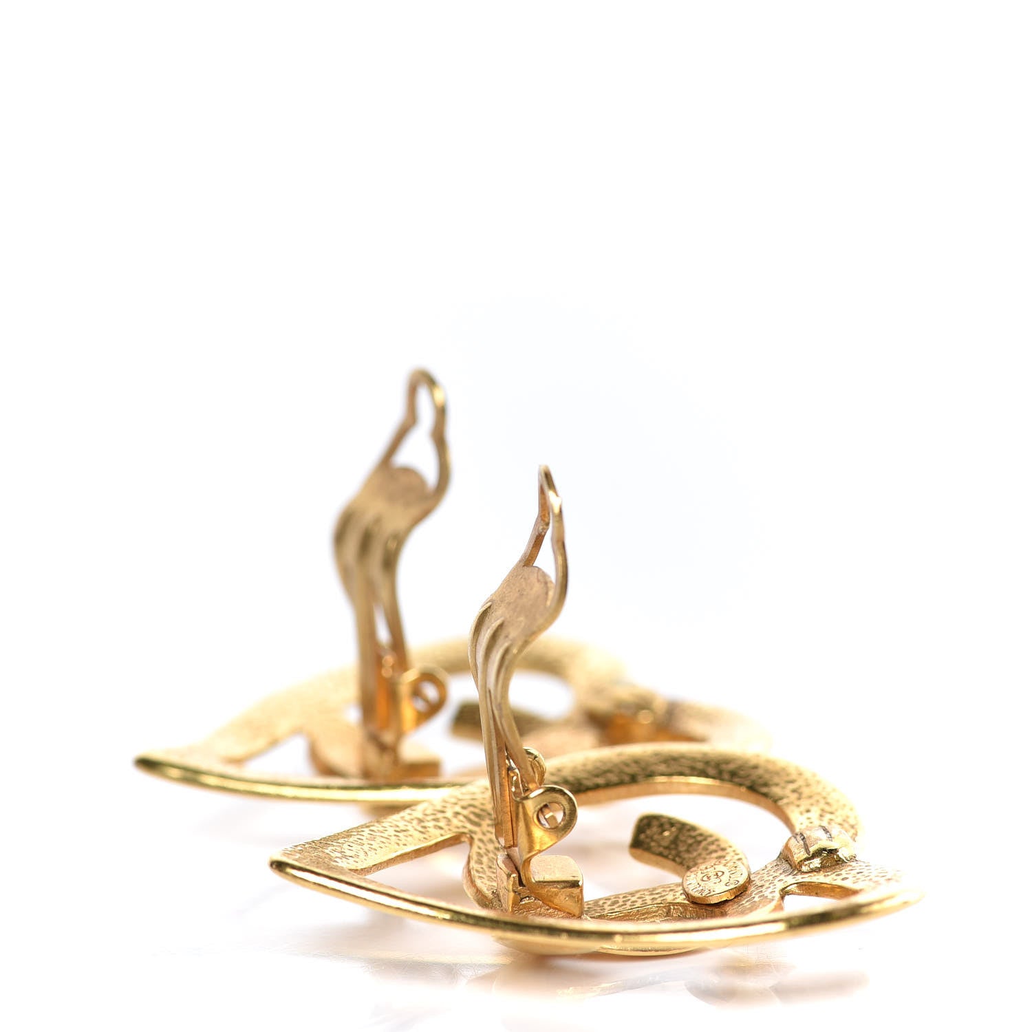 Chanel CC Heart Clip On Earrings Gold 4 of 5