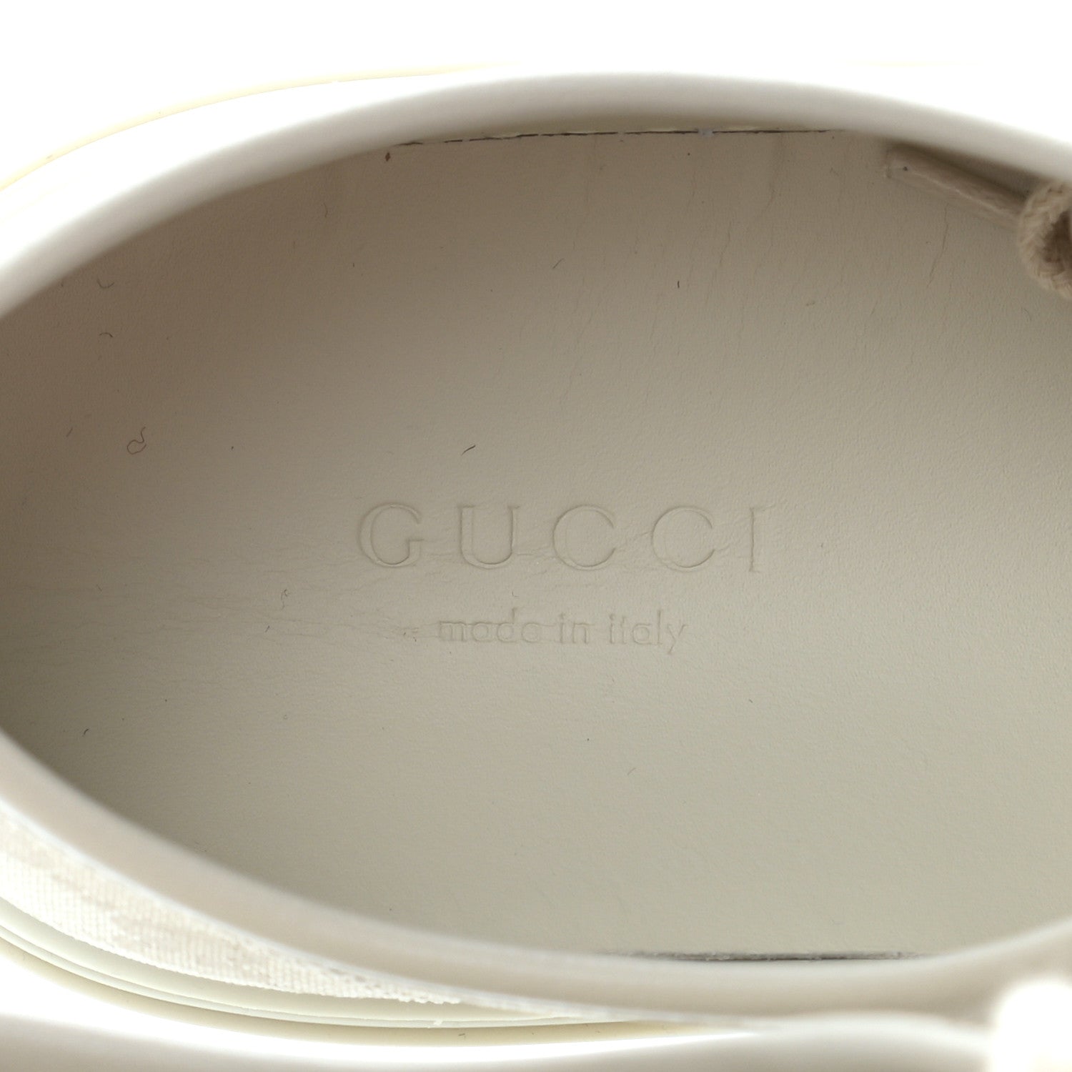 Gucci Washed Cotton GG Monogram Calfskin Womens Low Top Sneakers 37 White Mystic White Great White 6 of 8