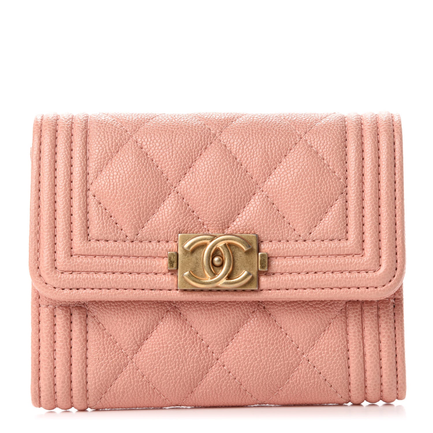 Chanel Caviar Quilted Boy Card Holder Wallet Light Pink 1 of 9