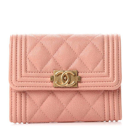 Chanel Caviar Quilted Boy Card Holder Wallet Light Pink 1 of 9