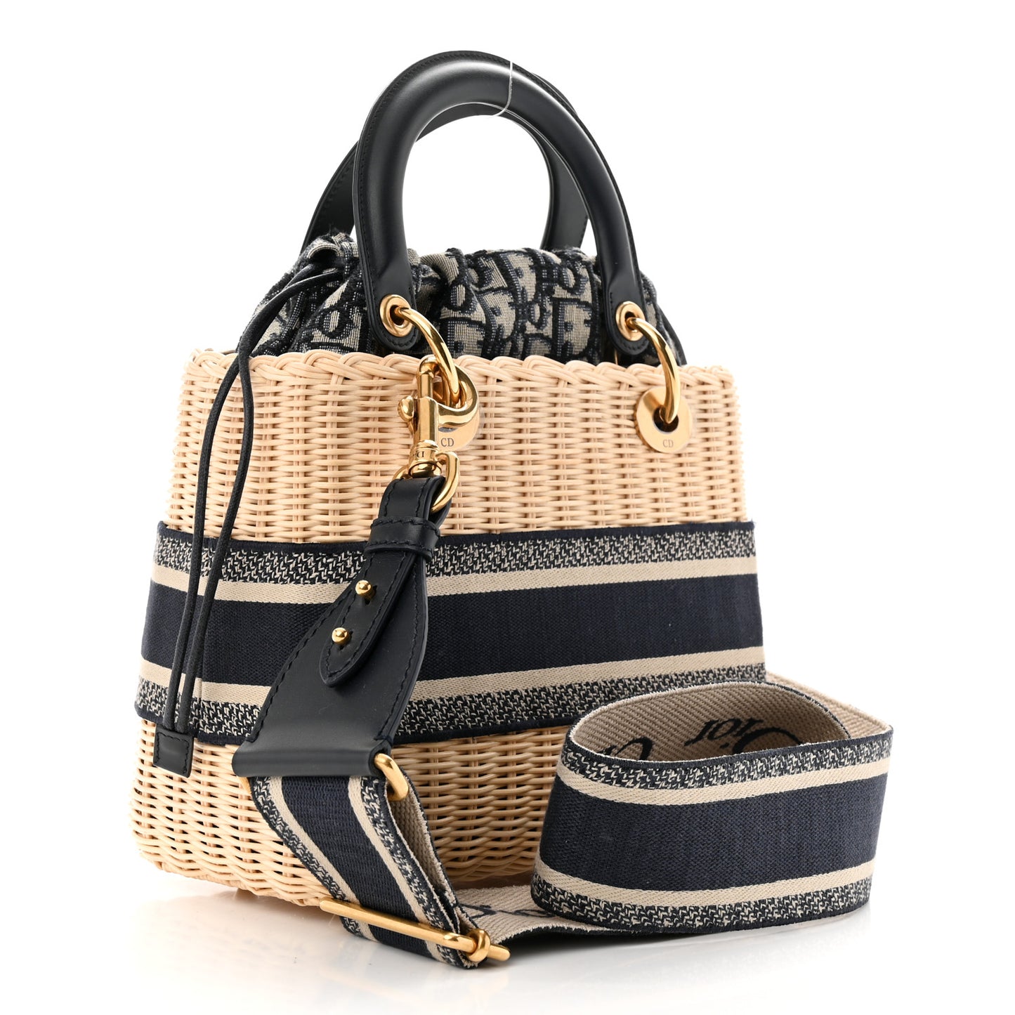 Wicker Oblique Medium Lady Dior Bag Blue