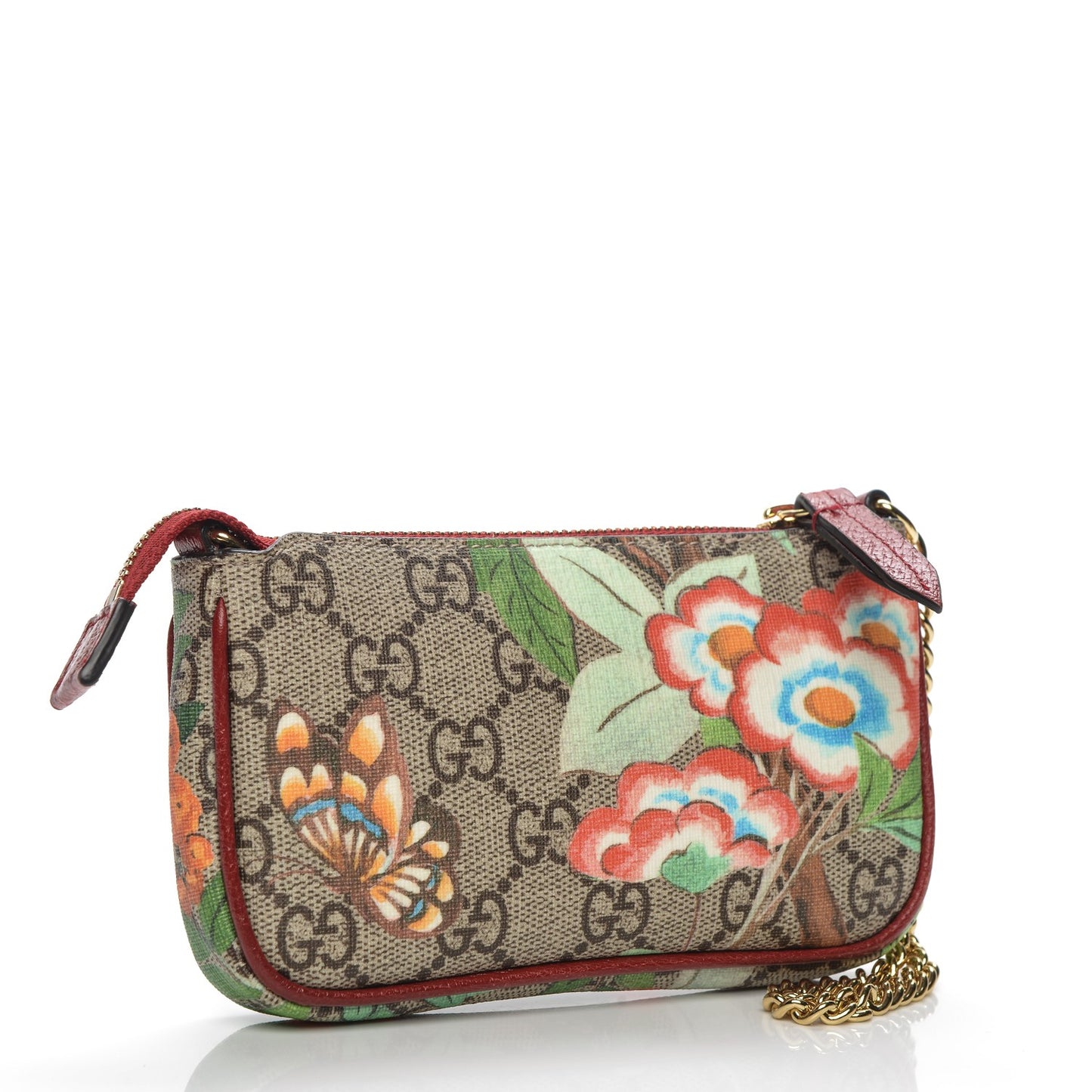 GG Supreme Monogram Tian Mini Chain Bag Beige Multicolor Red