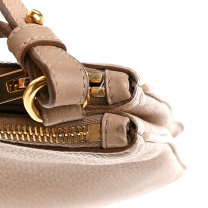 Prada Vitello Daino Double Zip Crossbody Bag Cammeo 18 of 19