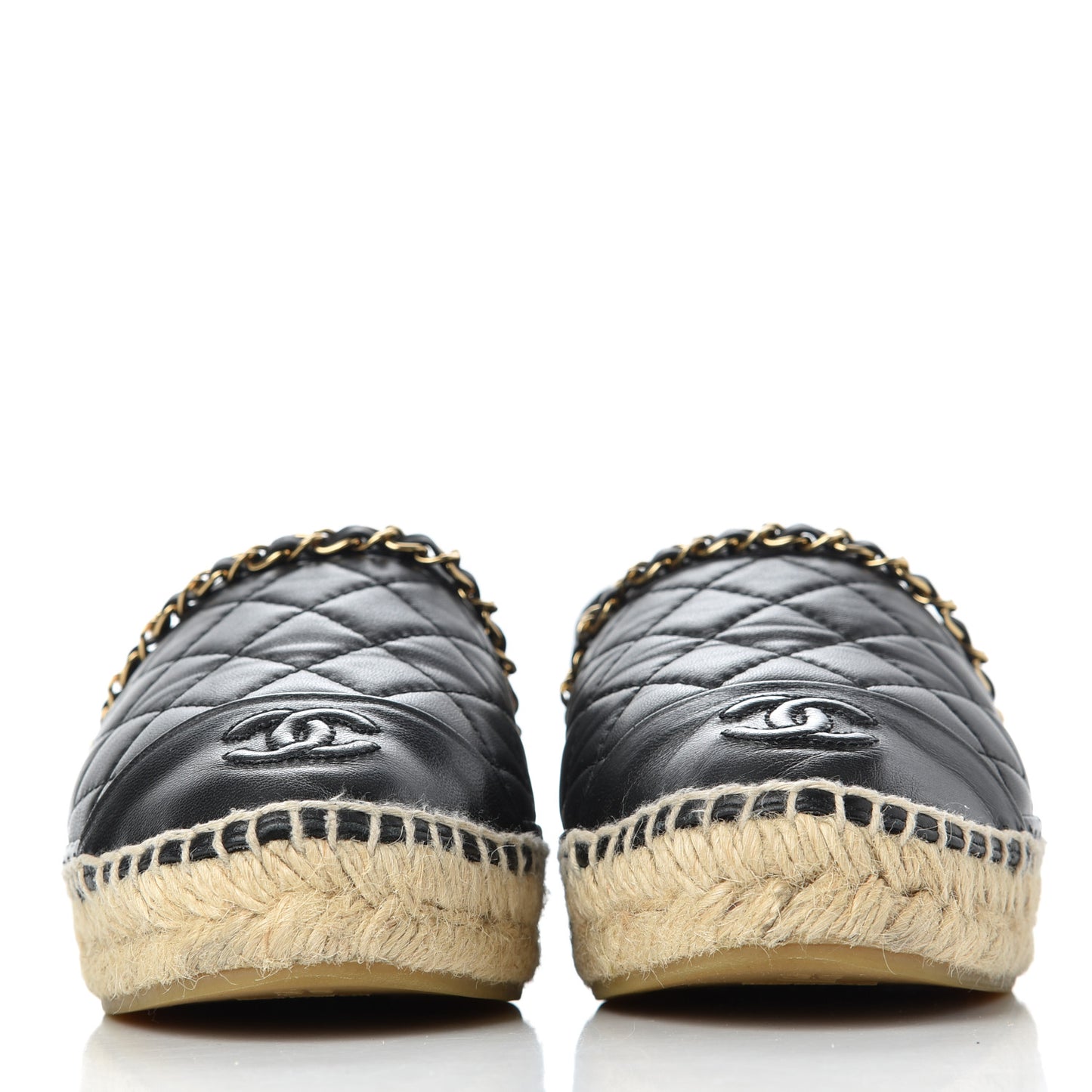 Lambskin Quilted CC Chain Espadrilles 36 Black