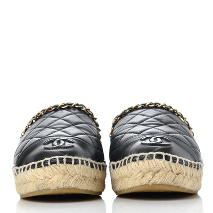 Chanel Lambskin Quilted CC Chain Espadrilles 36 Black 2 of 25