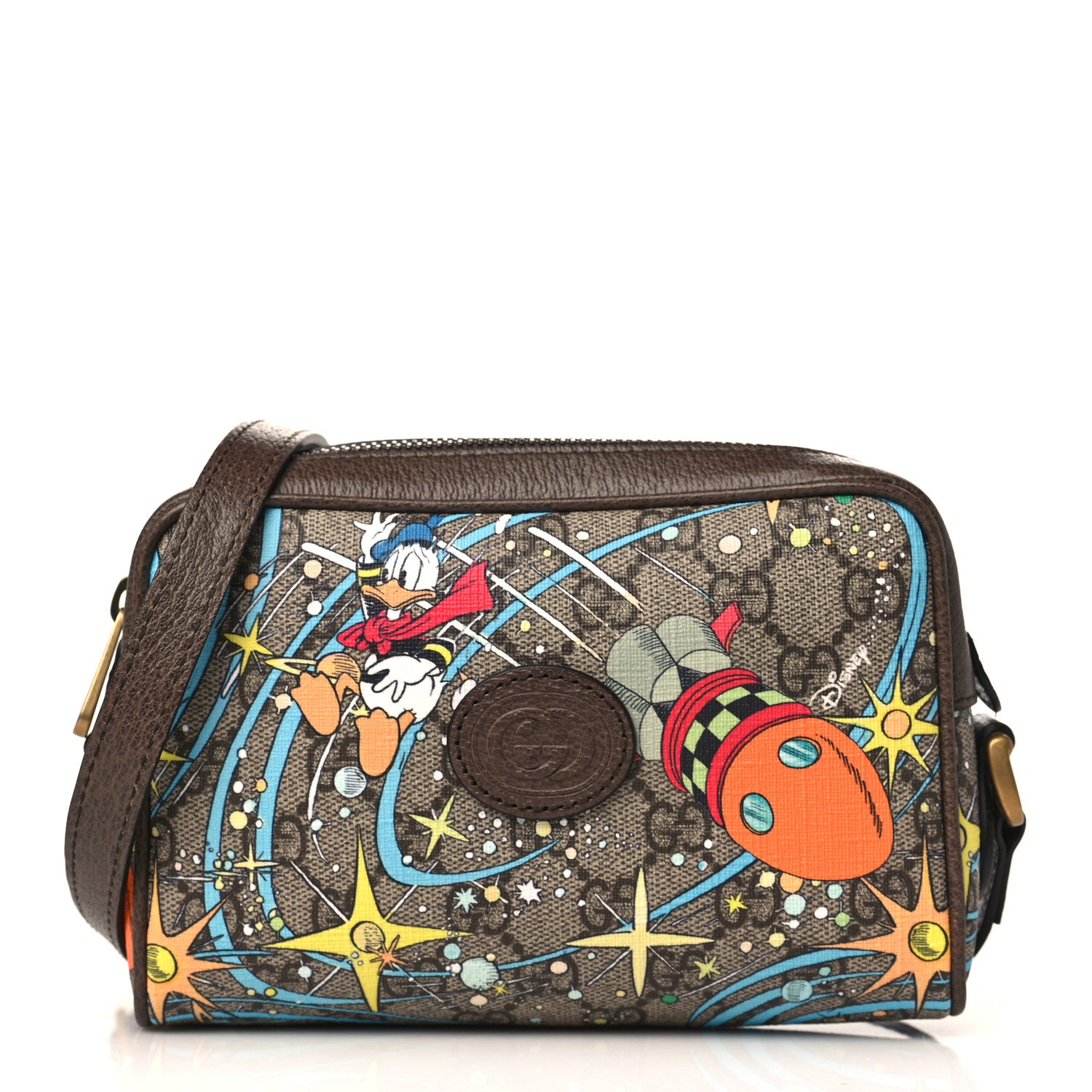 Gucci X DISNEY GG Supreme Monogram Donald Duck Interlocking G Shoulder Bag Beige Multicolor New Acero 1 of 9