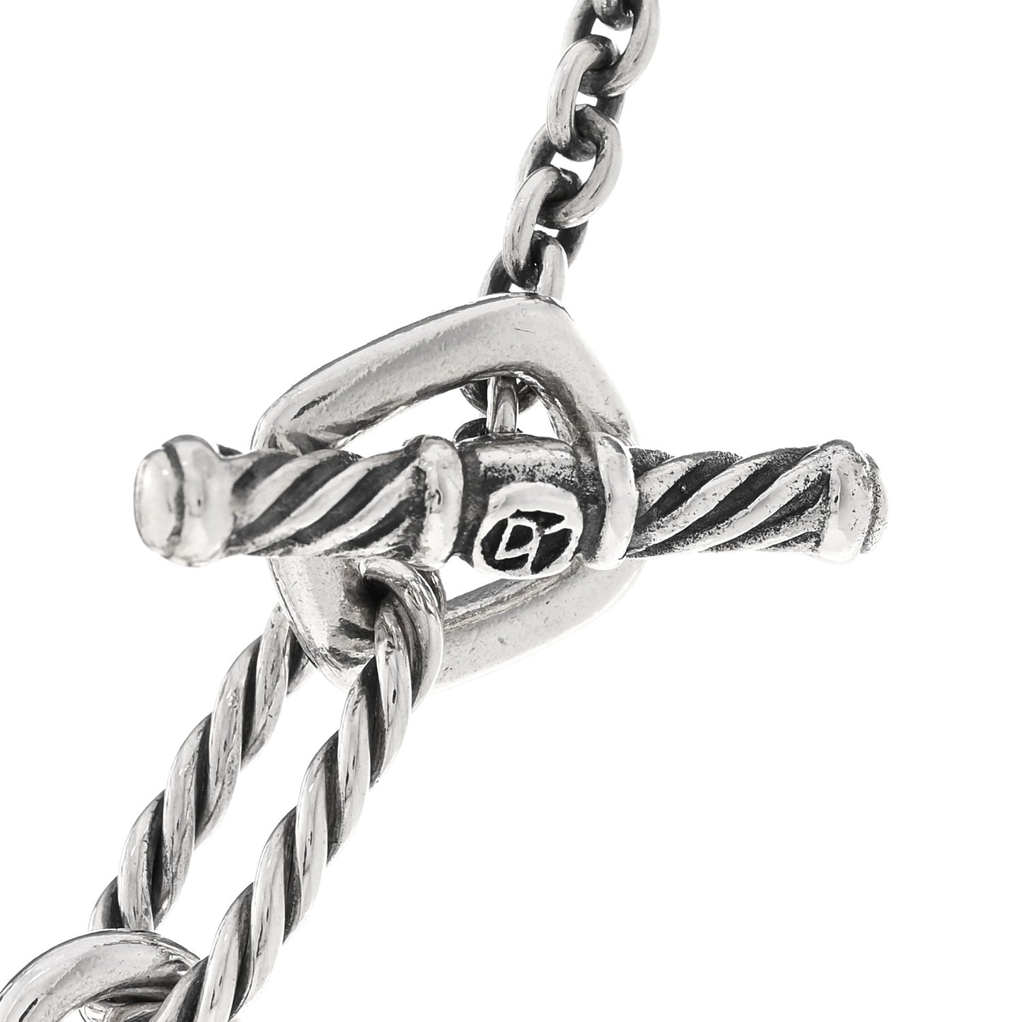 Sterling Silver 18K Yellow Gold Cable Heart Figaro Necklace