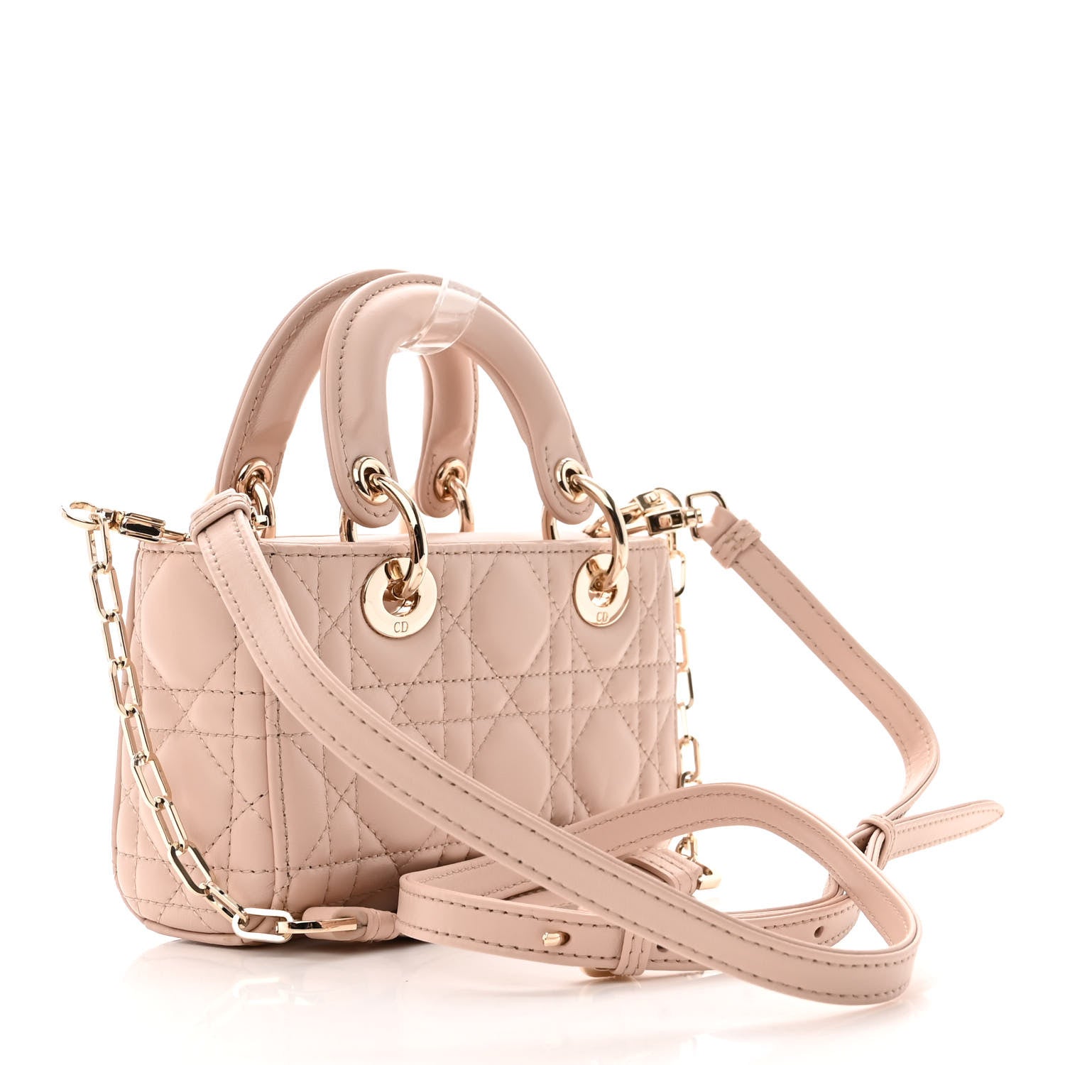 Christian Dior Lambskin Cannage Micro Lady D-Joy Rose De Vents 3 of 10