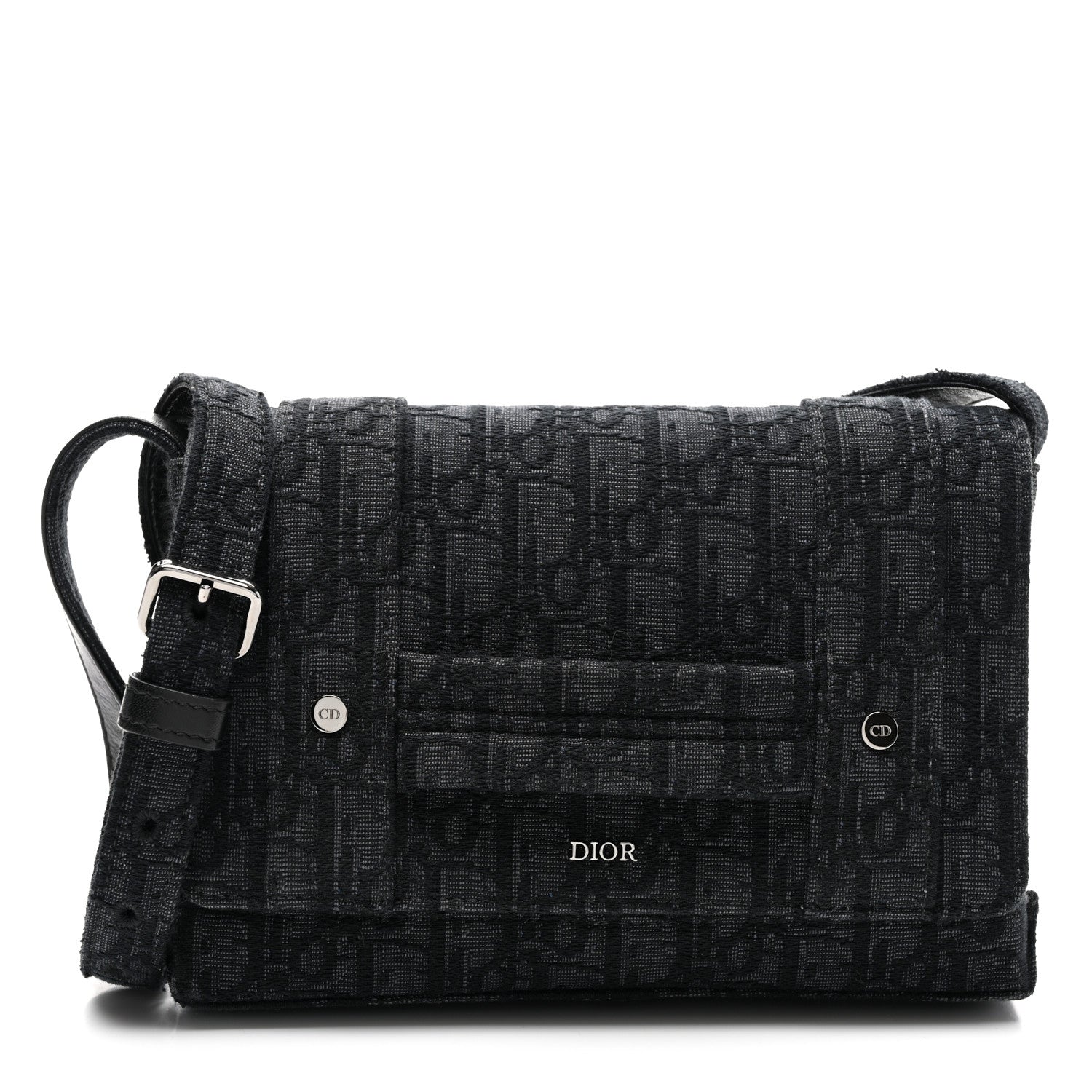 Christian Dior HOMME Oblique Canvas Flap Messenger Black 1668002