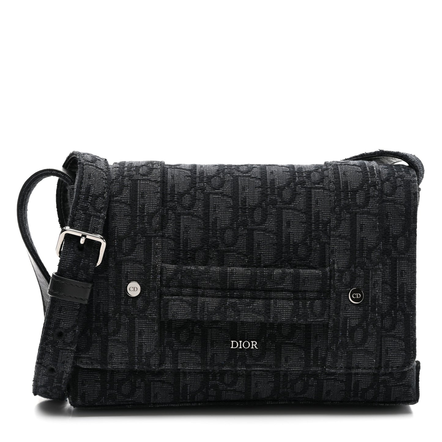 HOMME Oblique Canvas Flap Messenger Black