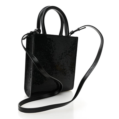 Celine Sequin Calfskin Mini Vertical Cabas Black White 3 of 8