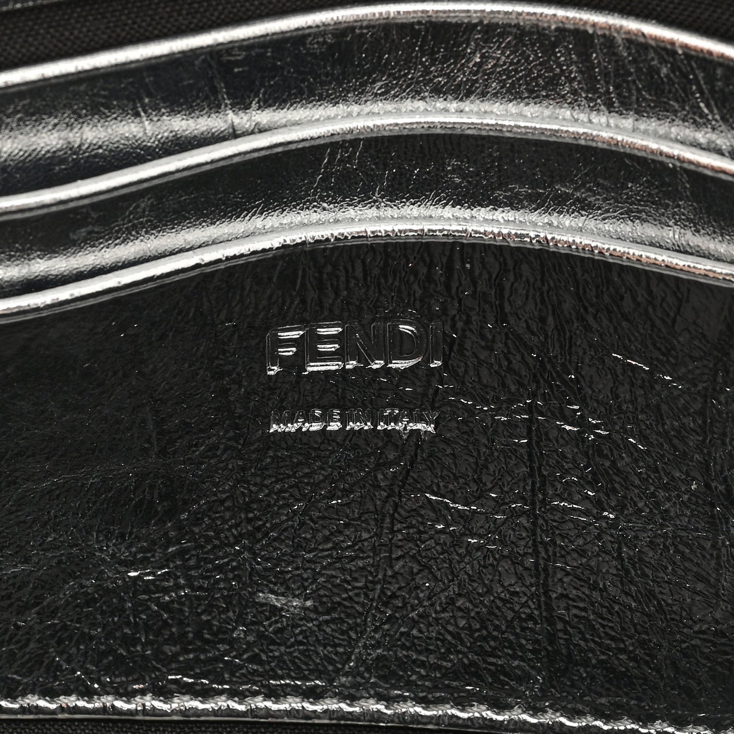 Vitello Catalan Mirror FF 1974 Embossed Mini Baguette Argento