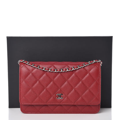 Chanel Caviar Quilted Wallet on Chain WOC Red 11 of 11