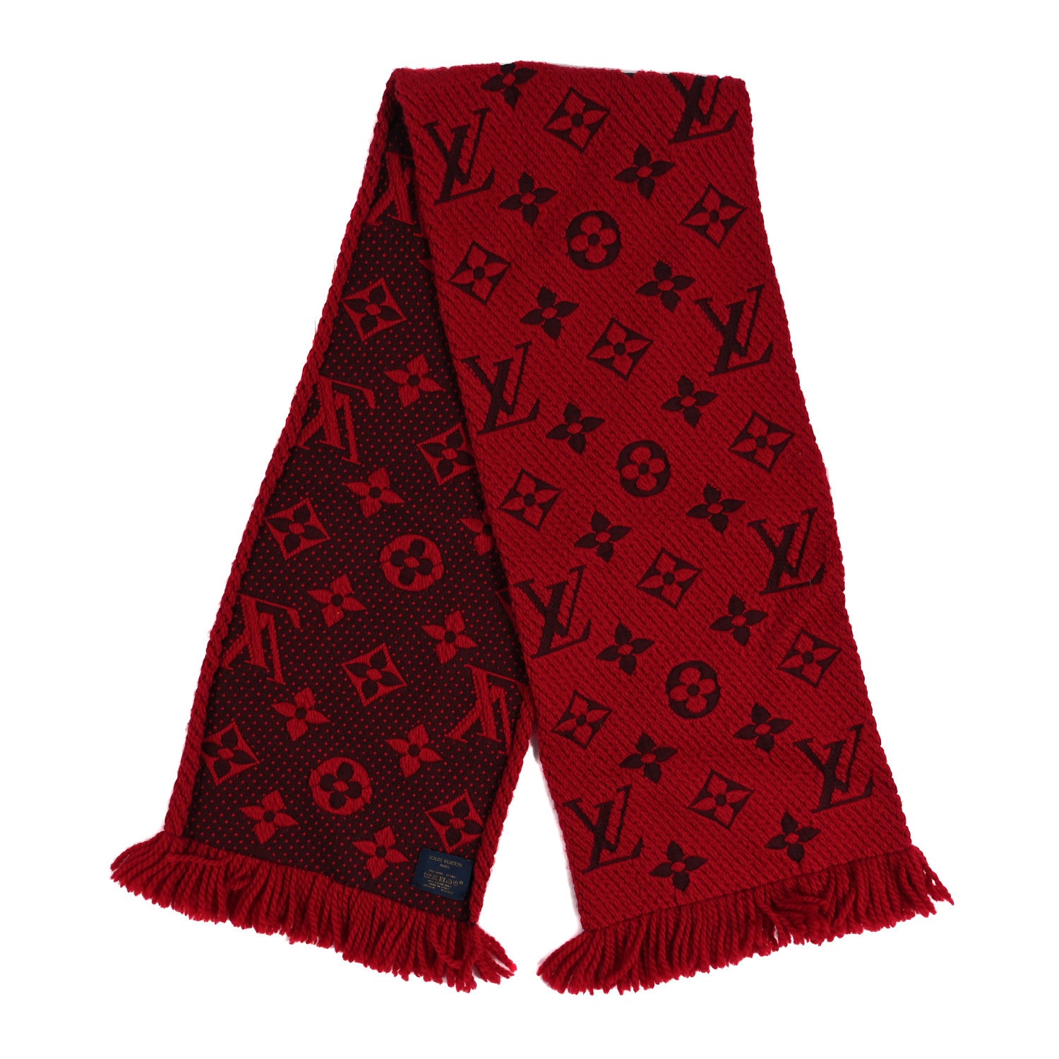 Louis Vuitton Wool Silk Logomania Scarf Rubis 2 of 3