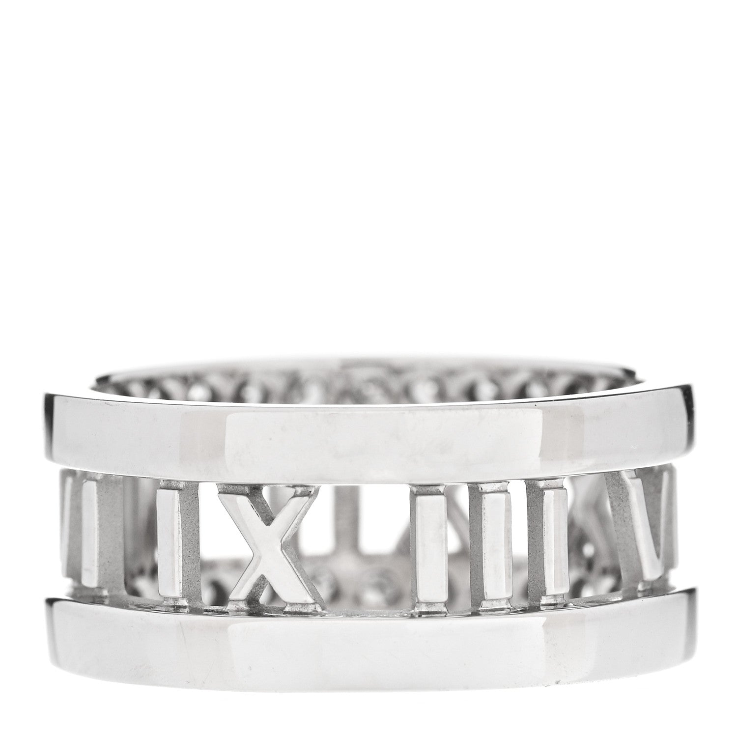 Tiffany 18K White Gold Diamond Wide Atlas Open Ring 54 7 3 of 5