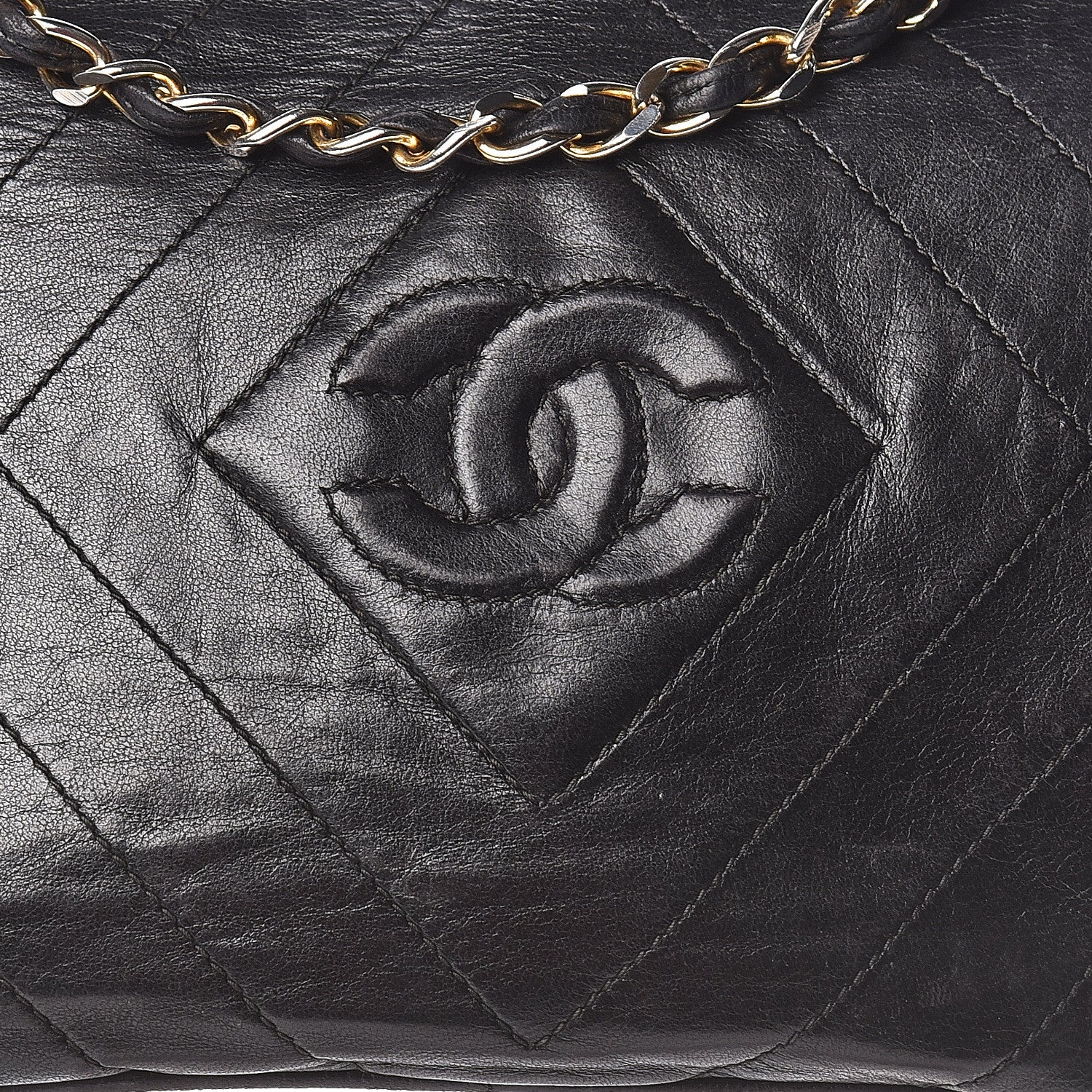 Chanel Lambskin Chevron Quilted Tassel Camera Case Black 12 of 17