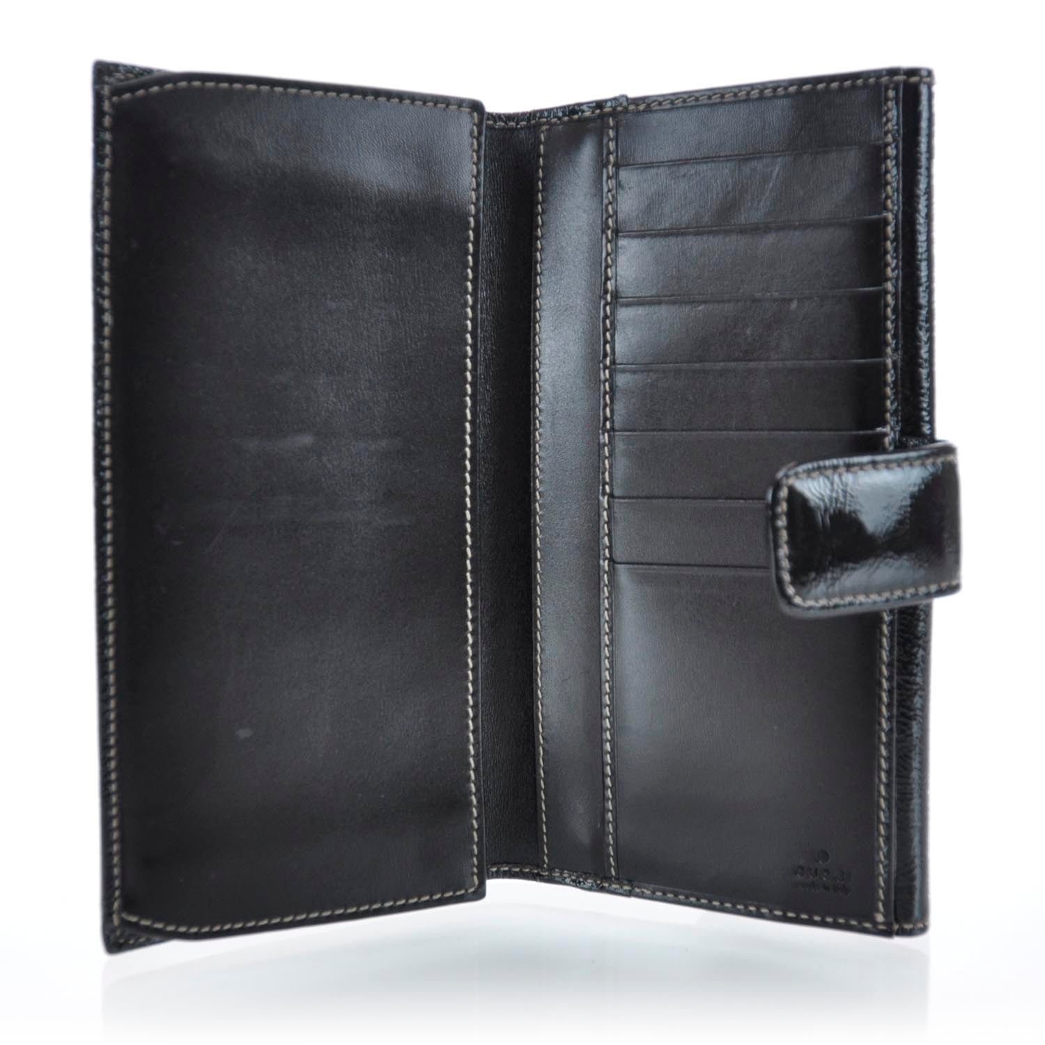 Gucci Patent Britt Continental Wallet Black 6 of 11