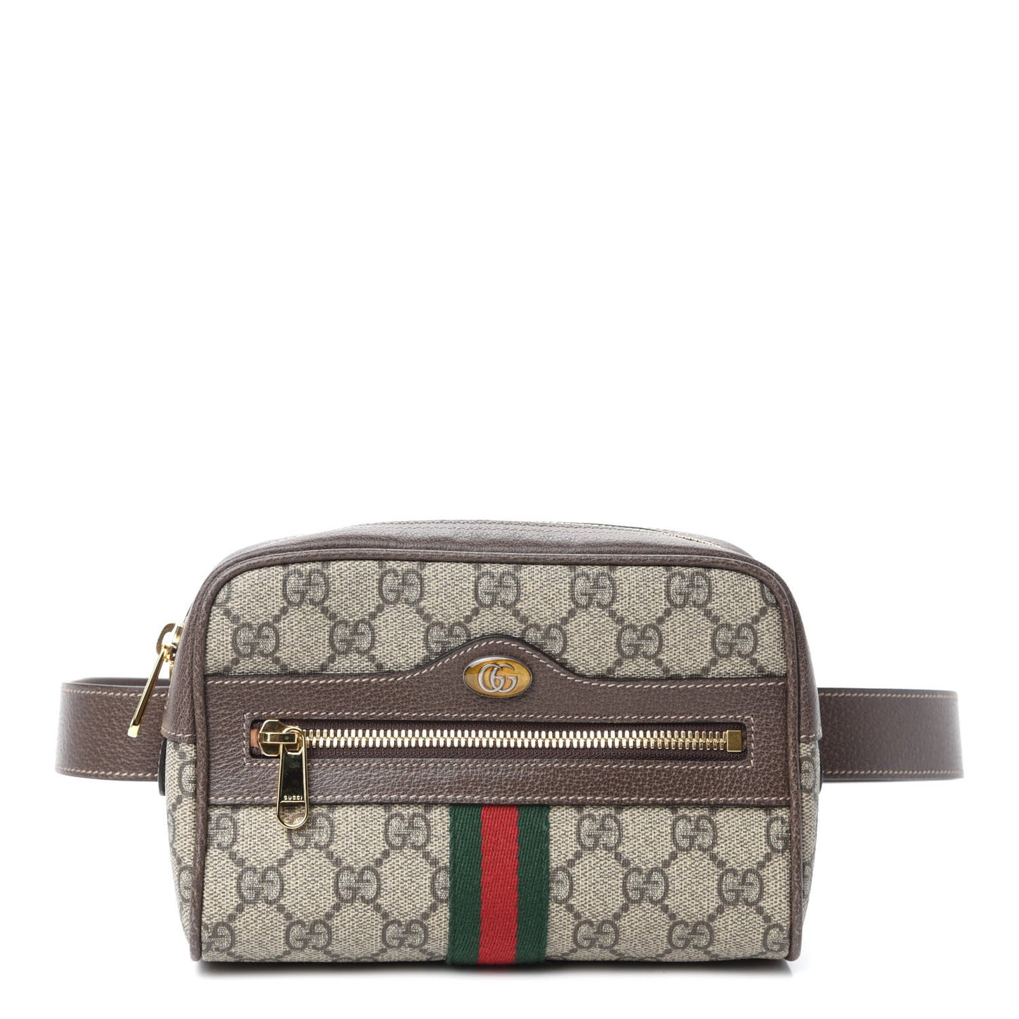 GG Supreme Monogram Web Small Ophidia Belt Bag 85 34 Dark Brown