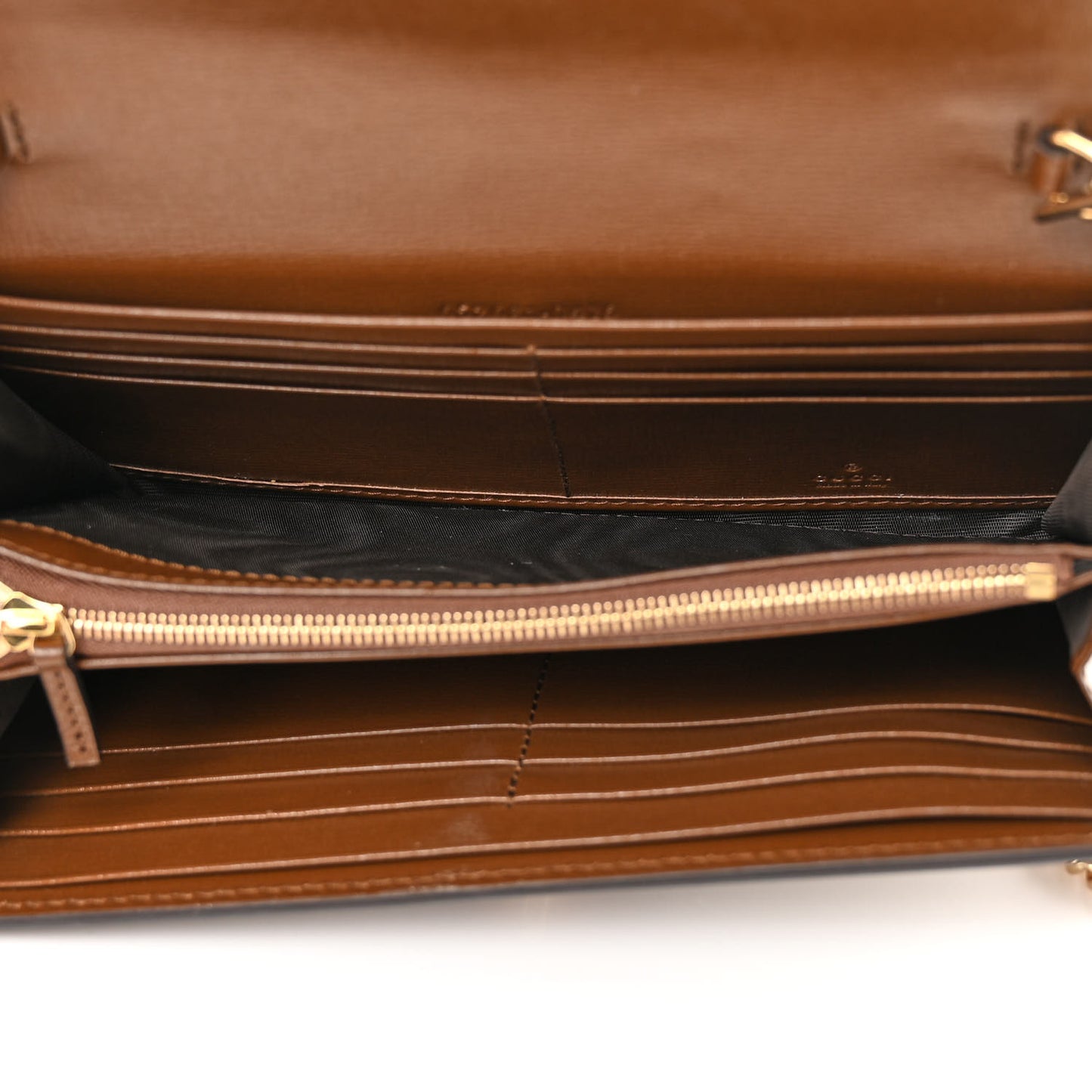 GG Supreme Monogram Azalea Calfskin Web Jackie 1961 Chain Wallet Beige Ebony Brown Sugar