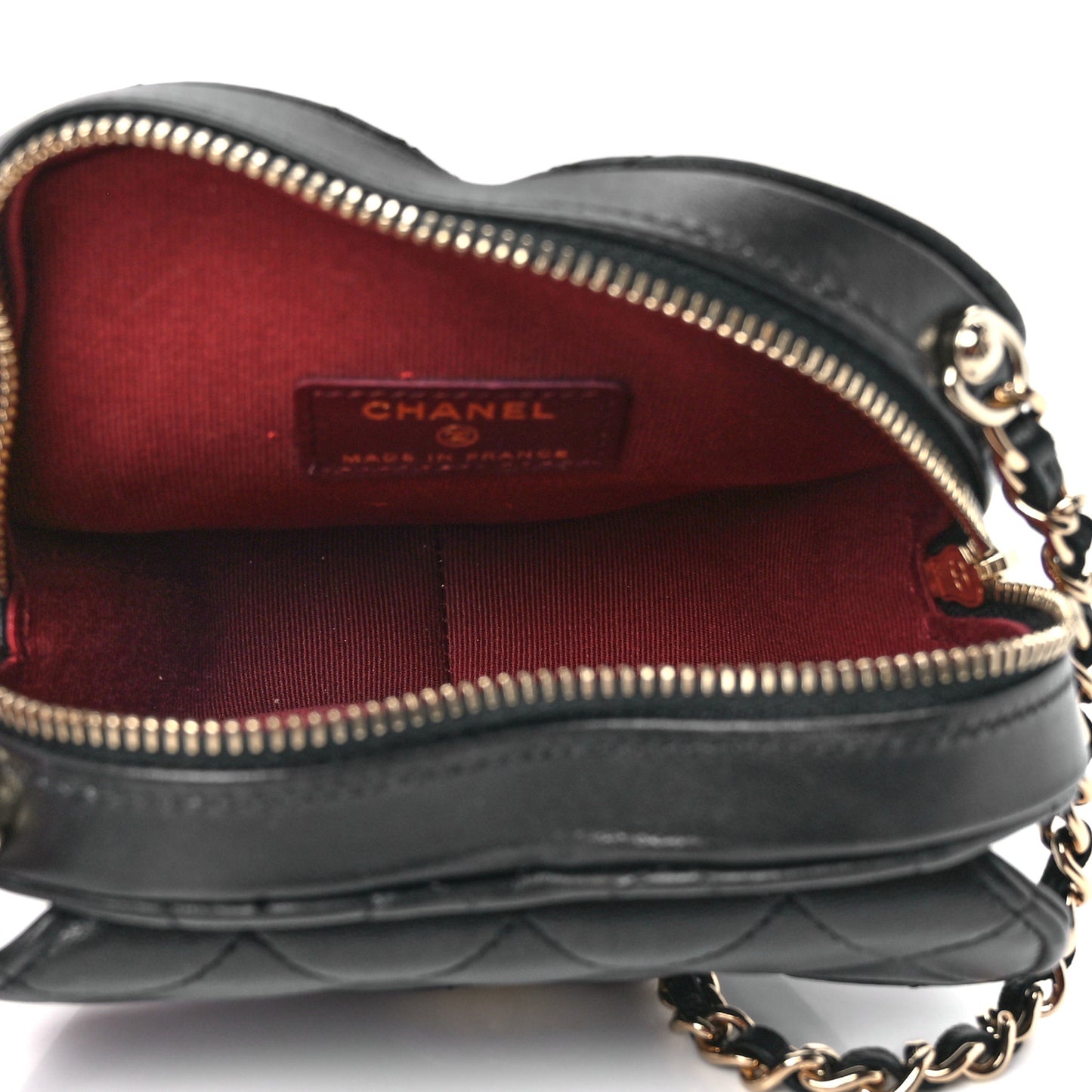 Lambskin Quilted CC In Love Heart Clutch With Chain Black