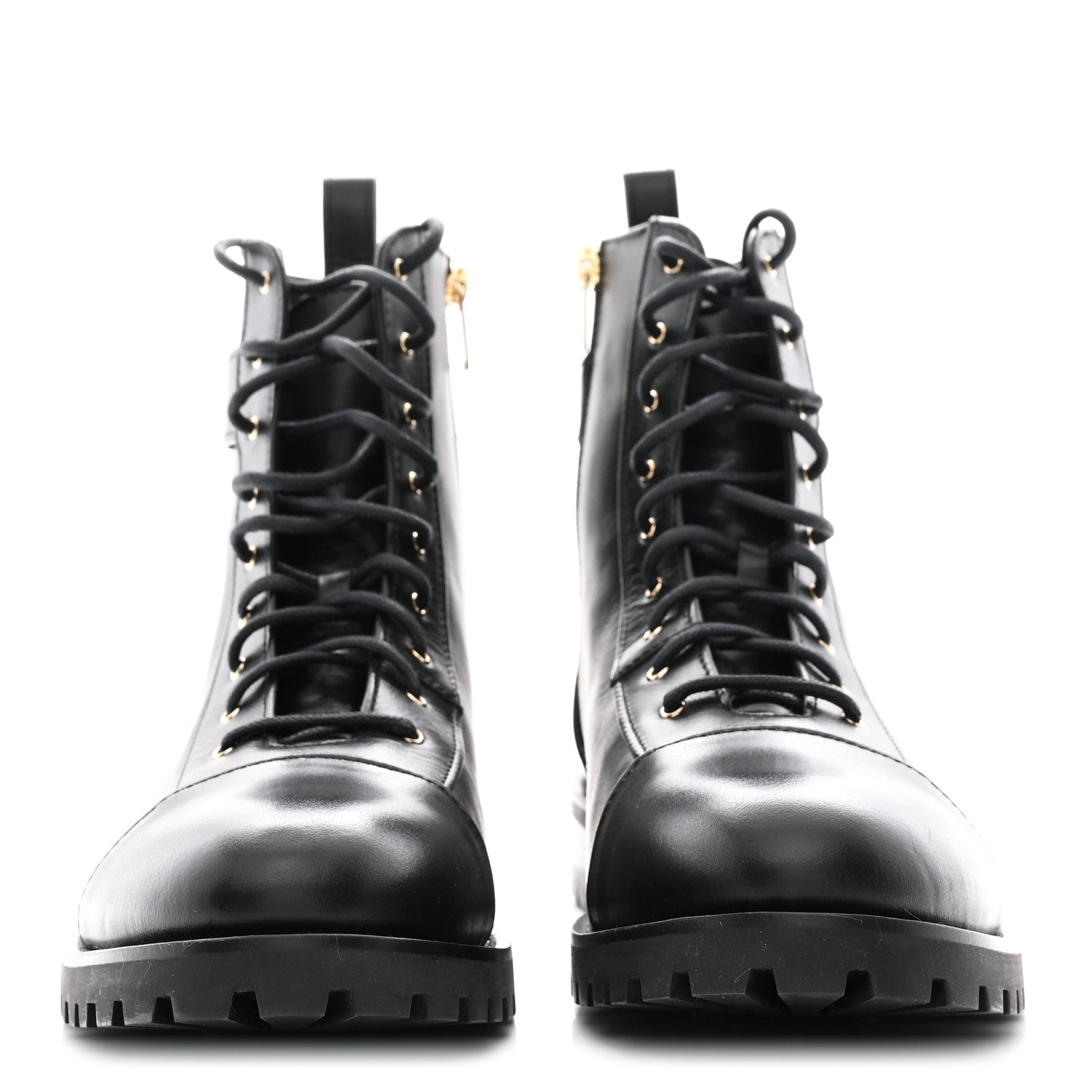 Jimmy Choo Shiny Calfskin Cayo Combat Boots 41 Black 3 of 8