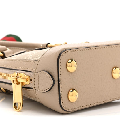 Gucci GG Supreme Monogram Textured Dollar Calfskin Mini Horsebit 1955 Top Handle Bag Beige Mystic White Oatmeal 9 of 10