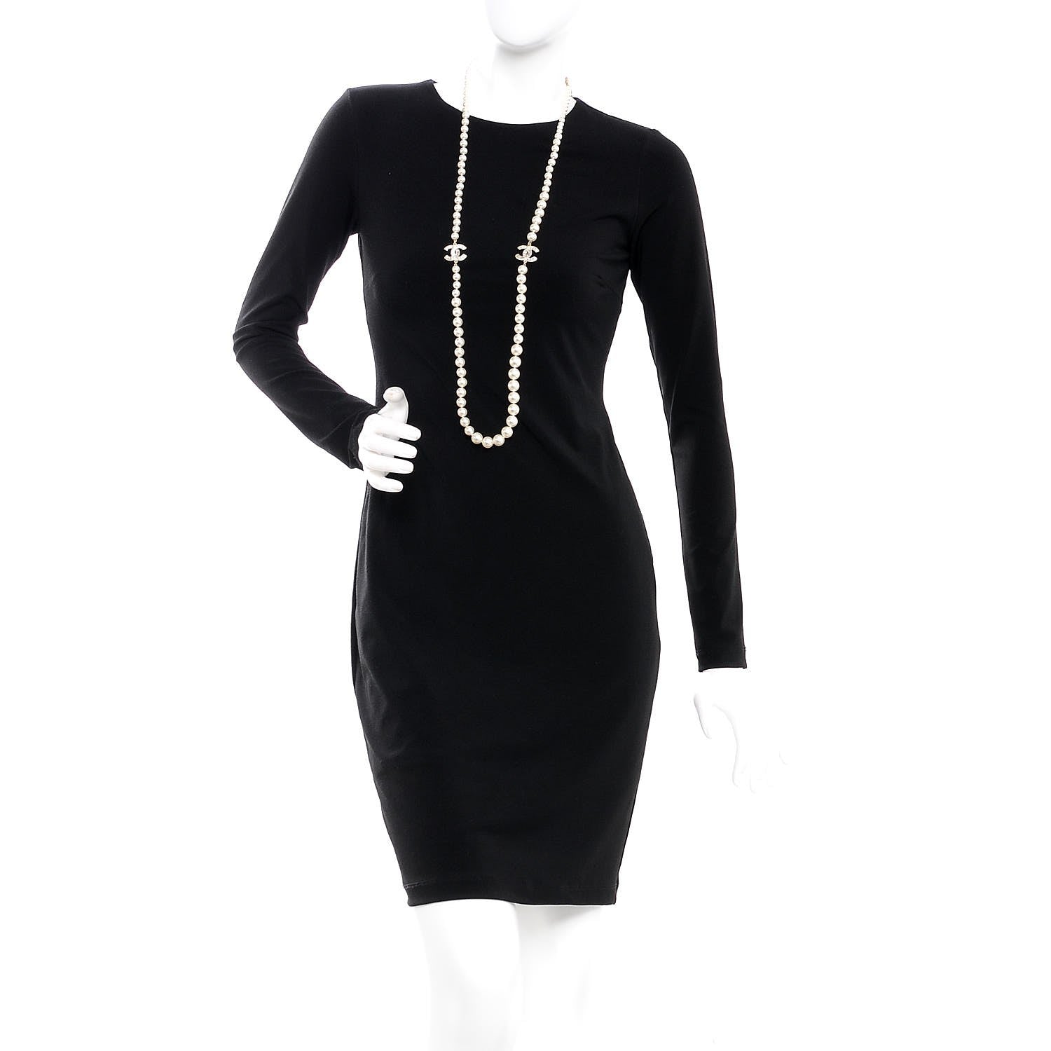 Chanel Graduated Pearl Crystal CC Long Necklace Light Gold 2 of 8