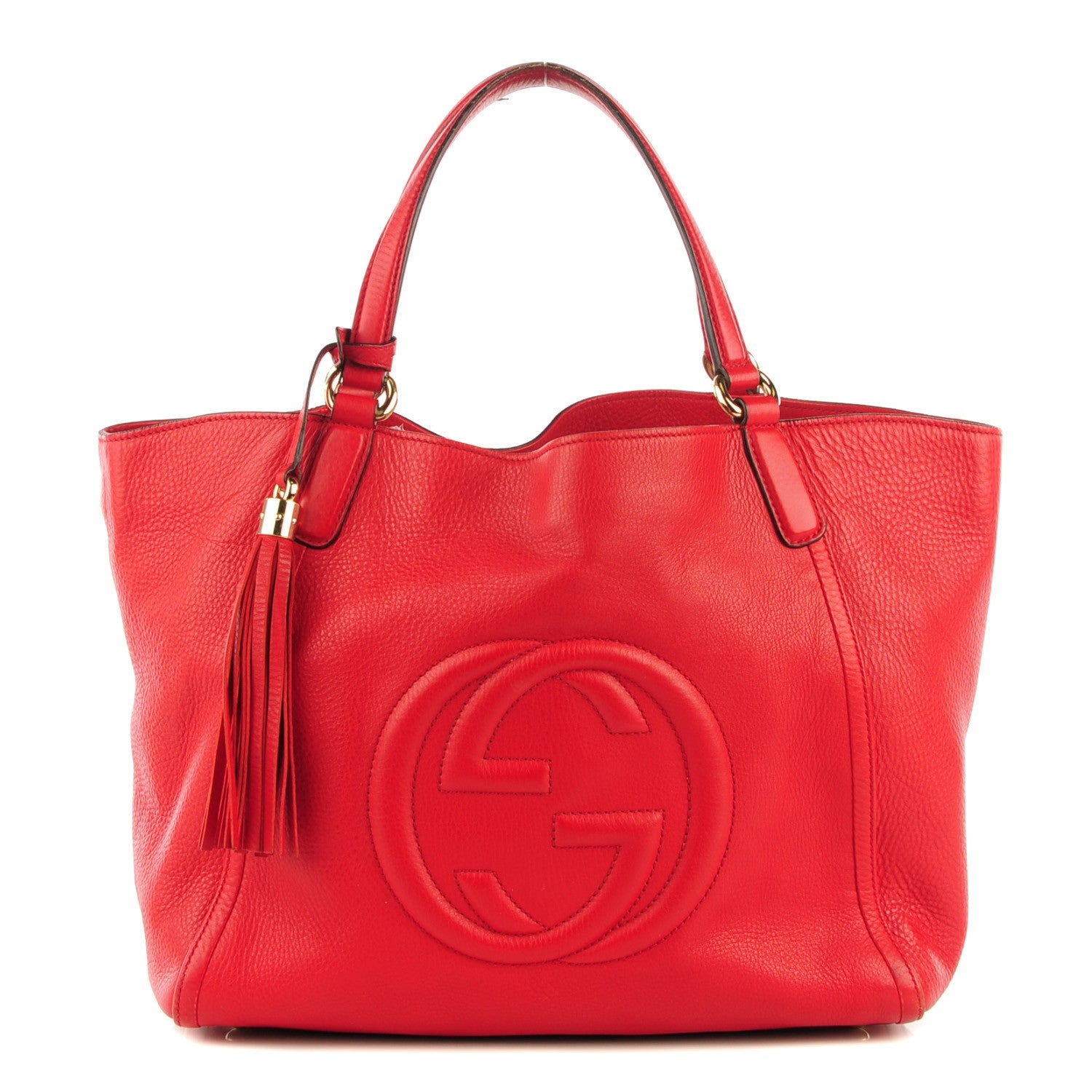 Gucci Pebbled Calfskin Medium Soho Shoulder Bag Red 1 of 10