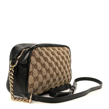 Gucci Monogram Matelasse Diagonal Small GG Marmont Chain Shoulder Bag Beige Black 3 of 11