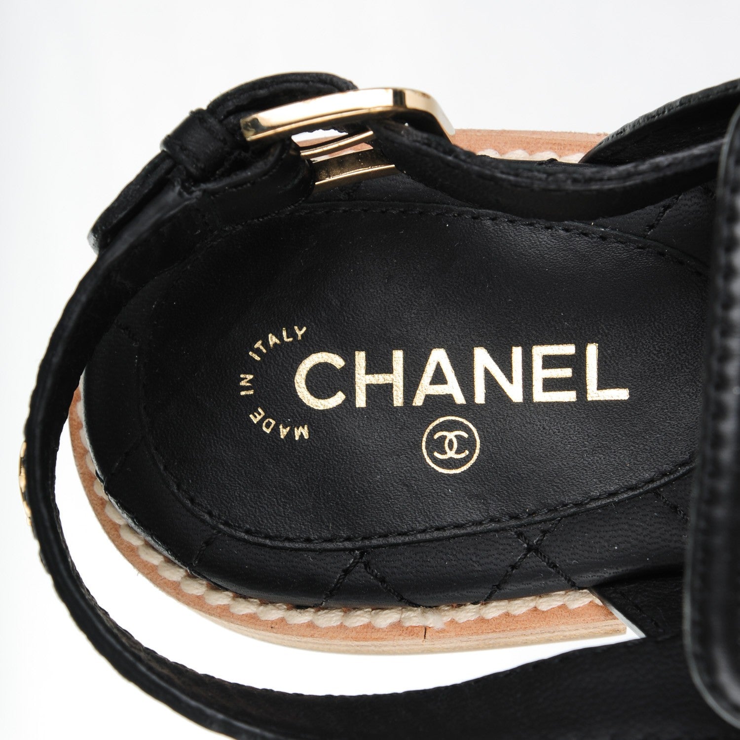 Chanel Calfskin Quilted Chain Sandals 35.5 Black 8 of 8