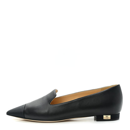 Chanel Lambskin Grosgrain Cap Toe Ballerina Flats 39.5 Black 1 of 10