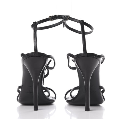 Saint Laurent Calfskin Cassandra Palm Logo 110 Ankle Strap Sandals 36 Black 6 of 7