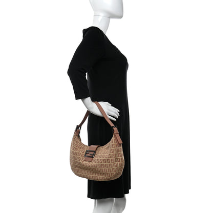 Fendi Zucchino Vitello Hobo Beige Bruciato Bois de Rose 2 of 12