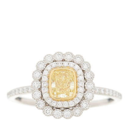 Tiffany Platinum 18K Yellow Gold Fancy Intense Yellow Diamond .77ct Enchant Cushion Engagement Ring 65 11 1 of 7