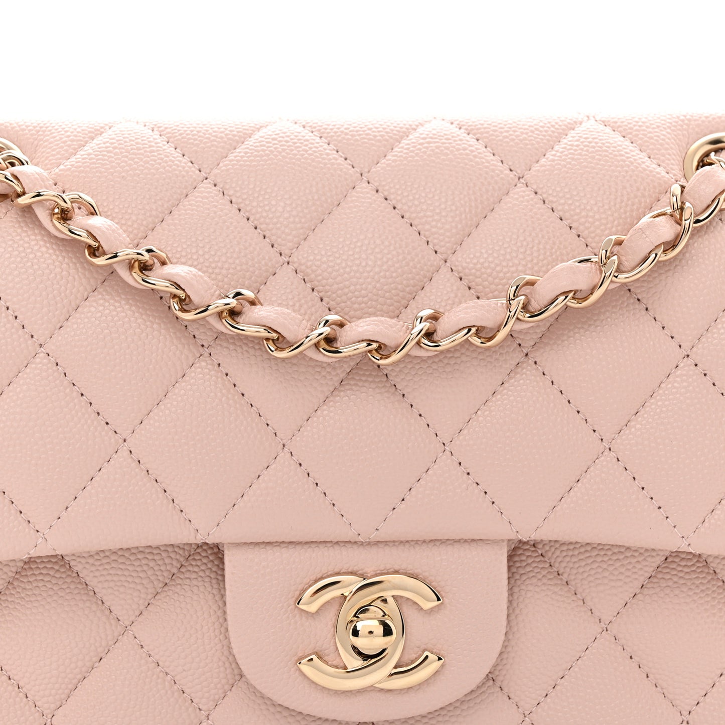 Caviar Quilted Small Double Flap Light Pink Light Pink