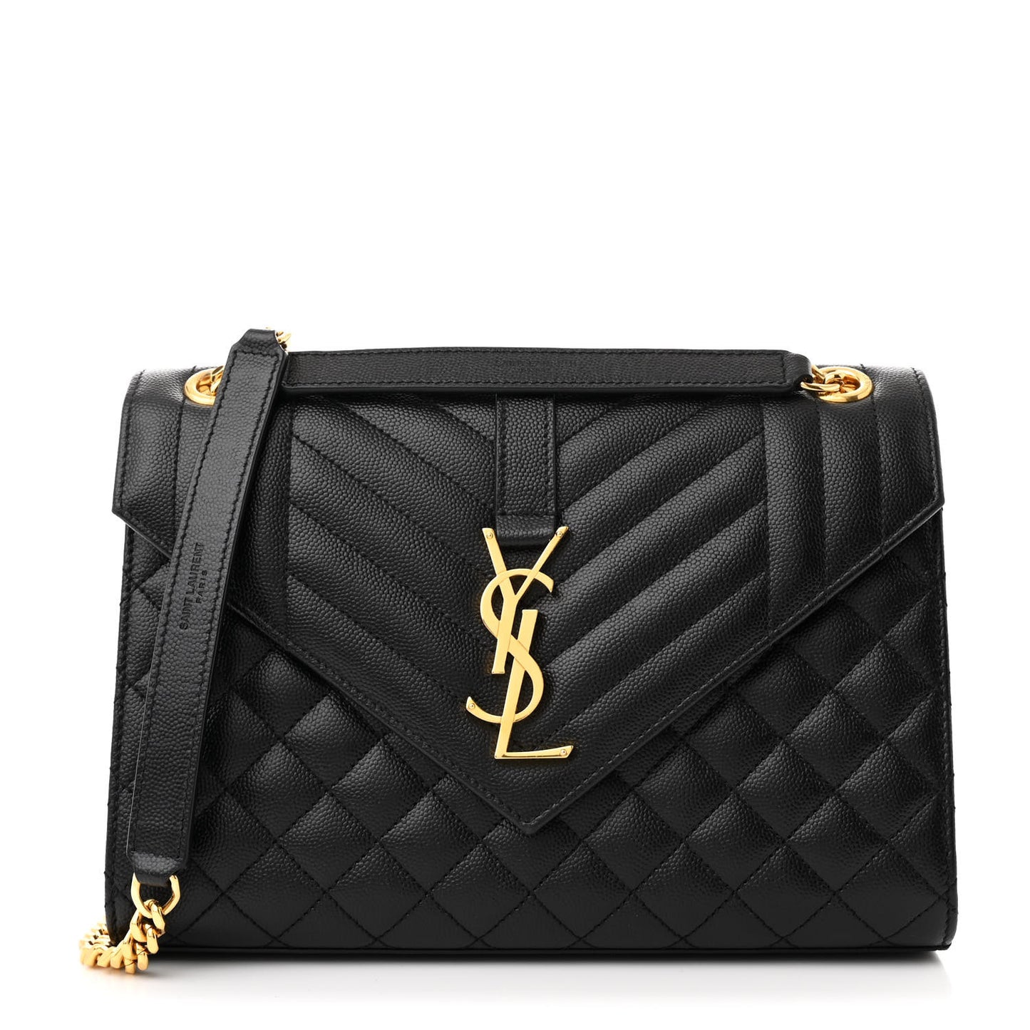 Grain De Poudre Textured Mixed Matelasse Triquilt Medium Monogram Satchel Black