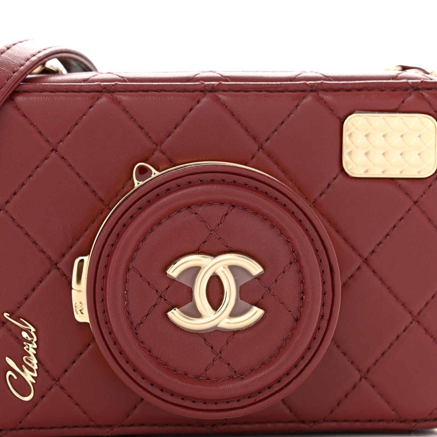 Lambskin Quilted Coco Click Bag Burgundy