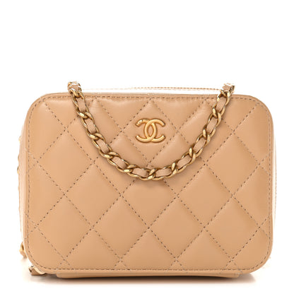 Chanel Lambskin Quilted CC Pearl Crush Camera Case Beige 1 of 12