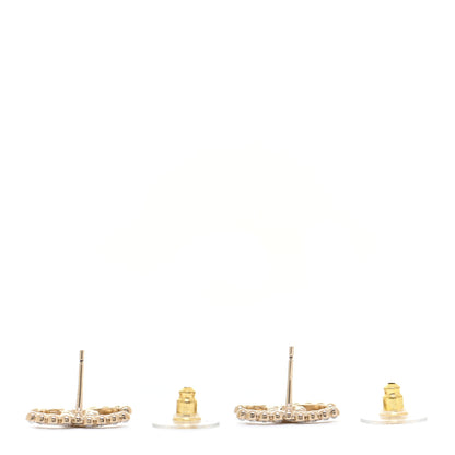 Chanel Crystal CC Earrings Light Gold 3 of 5