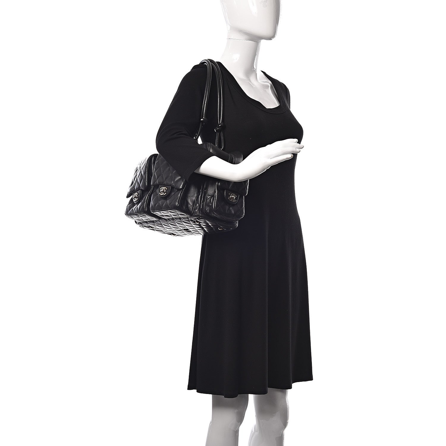 Chanel Calfskin Quilted Large Cambon Multipocket Reporter Black 2 of 24