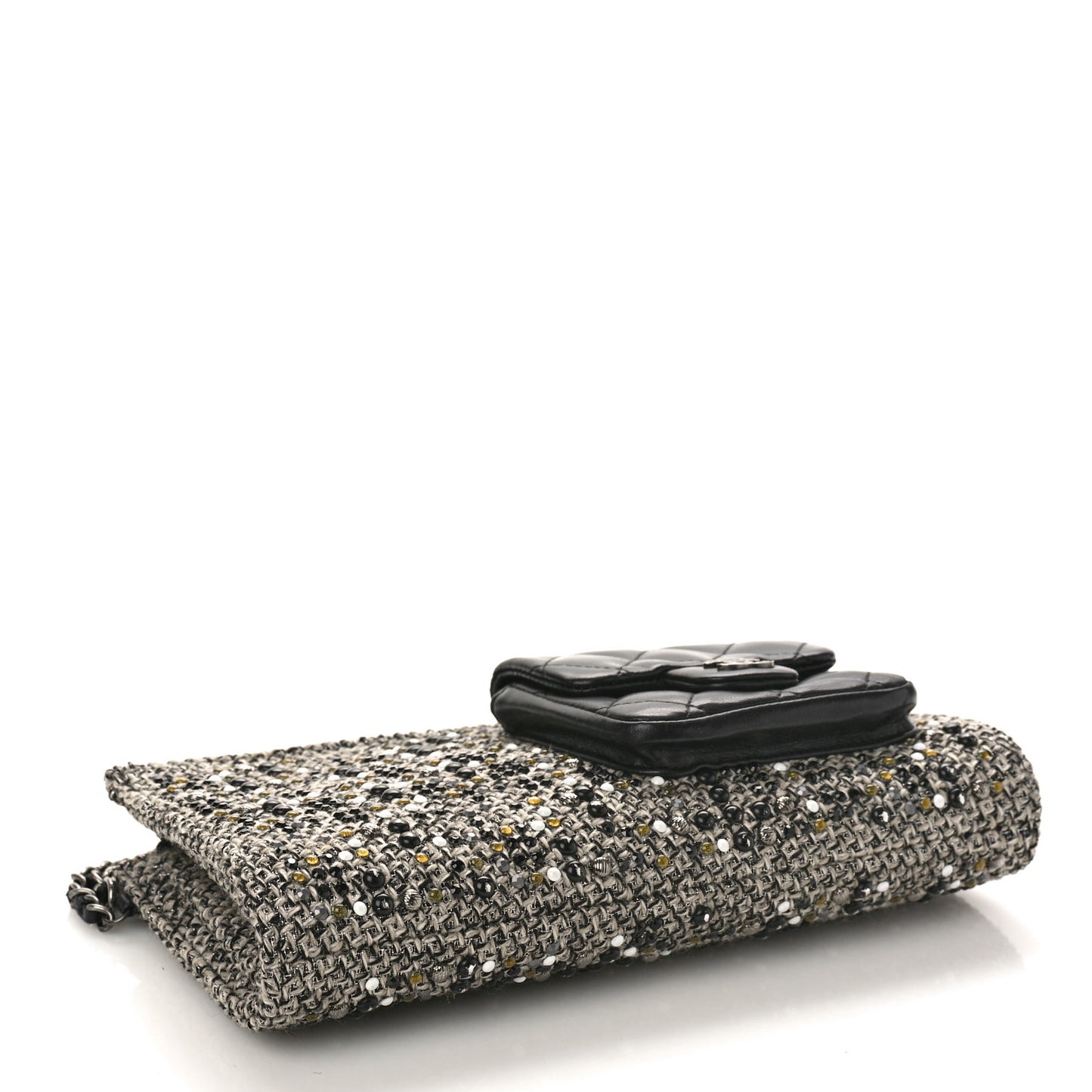 Tweed Lambskin Mineral Nights Pochette Wristlet Black