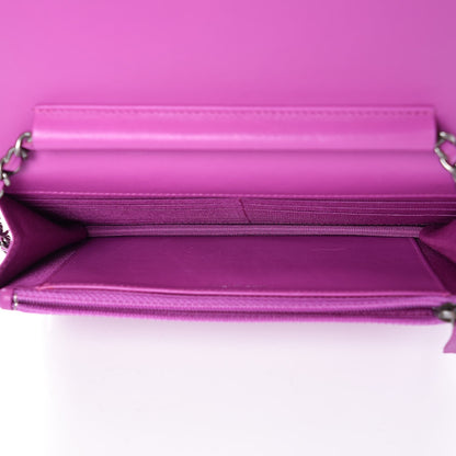 Chanel Lambskin Quilted Coco Boy Wallet On Chain WOC Fuchsia 5 of 11