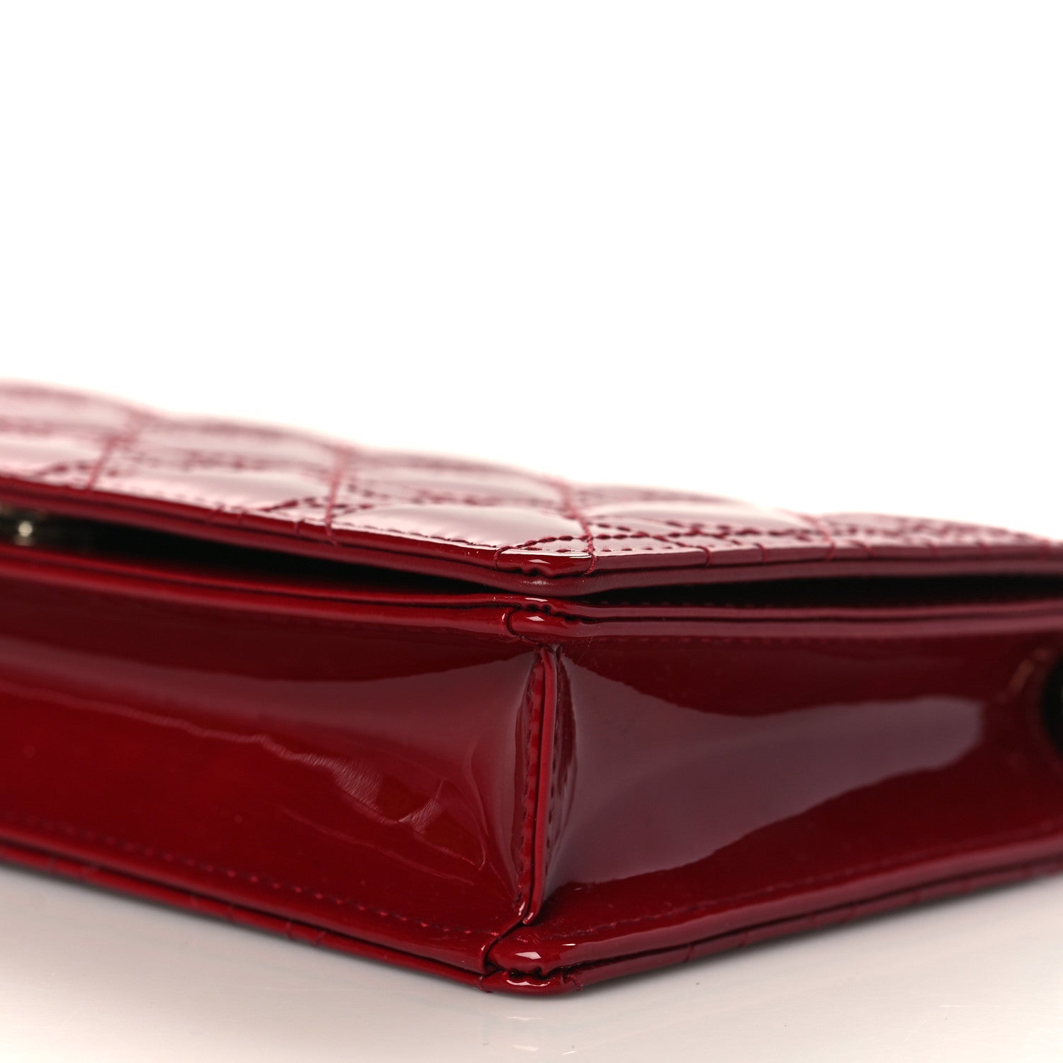 Christian Dior Patent Cannage Lady Dior Chain Wallet Rouge Ceris 9 of 10