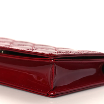 Christian Dior Patent Cannage Lady Dior Chain Wallet Rouge Ceris 9 of 10