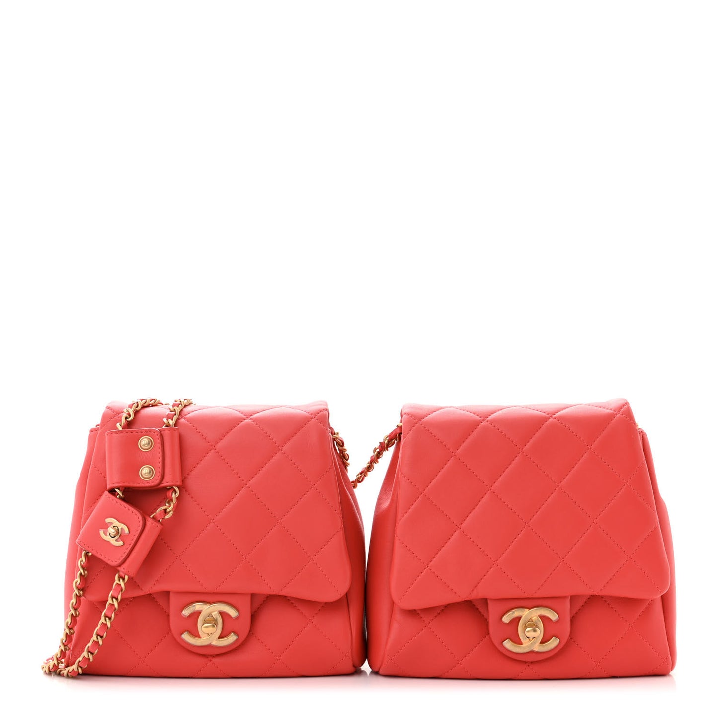 Lambskin Quilted Side-Packs Red