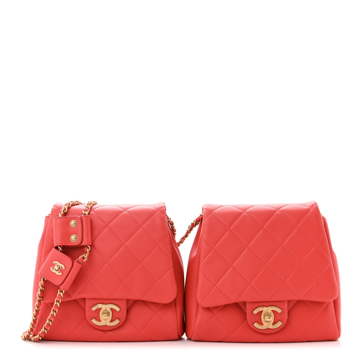 Chanel Lambskin Quilted Side-Packs Red 1 of 17