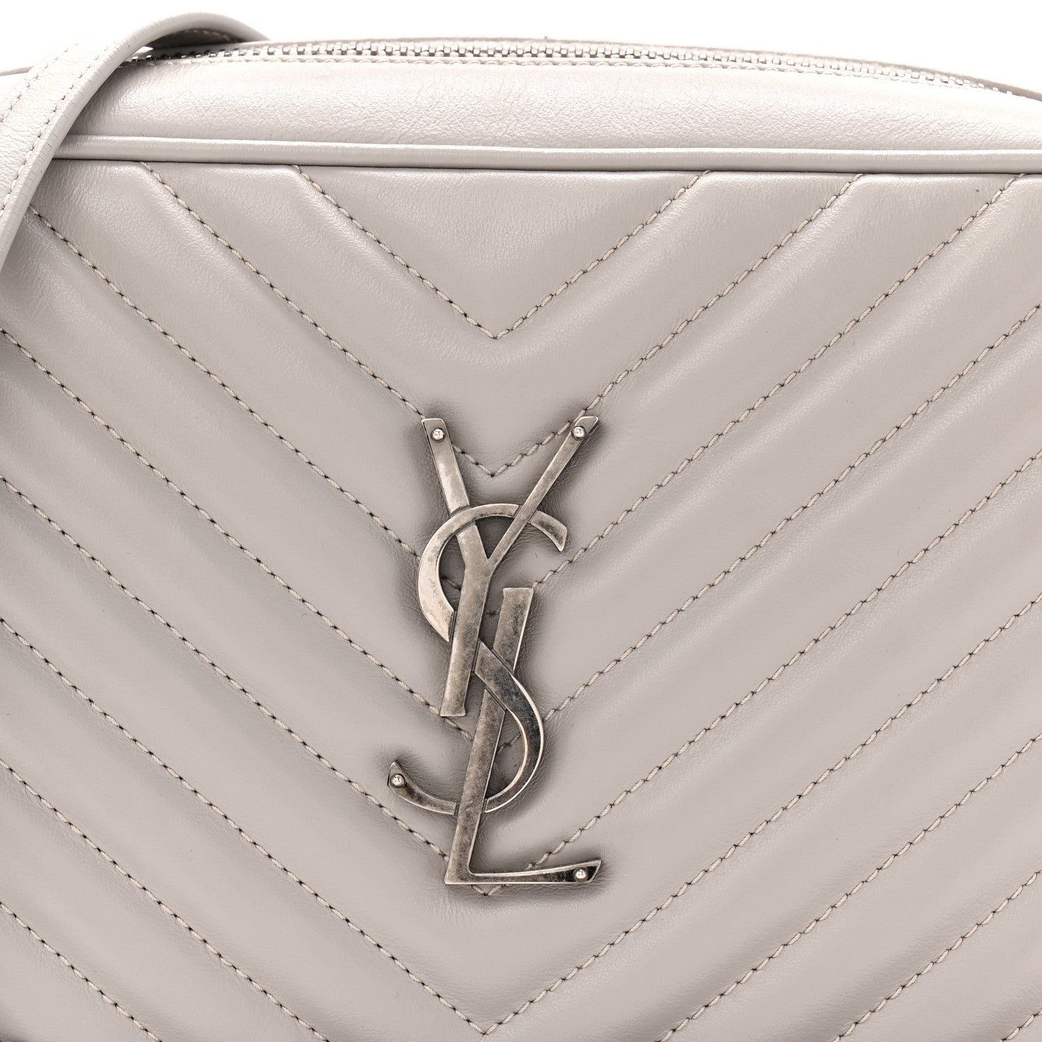 Saint Laurent Calfskin Matelasse Monogram Lou Camera Bag Granite 7 of 10