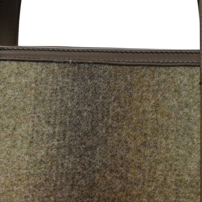 Loro Piana Blurred Double Cashmere Calfskin Plaid Small Carry Everything Tote Pecan Nut Green Cayenne Mel 7 of 10