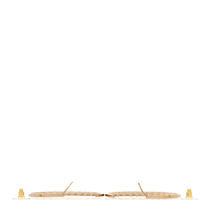 Chanel Metal Strass Crystal CC Hoop Earrings Light Gold 3 of 5
